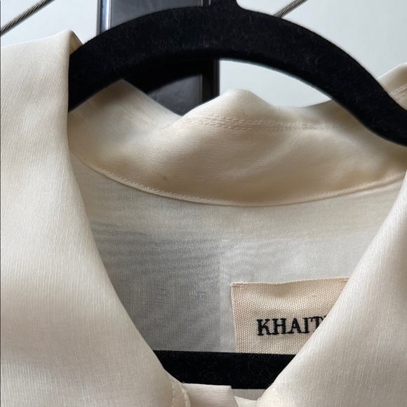 KHAITE Nori Pleated Front Silk Organza Semi Sheer Dress Shirt Sz 4 NWOT - Picture 7 of 16